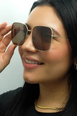 Gucci Square|Gucci^Sunglasses GG0443S 002 Gold Brown