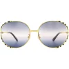 Gucci Gucci|Gucci^Sunglasses GG0595S 001 Gold and Black Double Grey Gradient