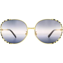 Gucci Gucci|Gucci^Sunglasses GG0595S 001 Gold and Black Double Grey Gradient