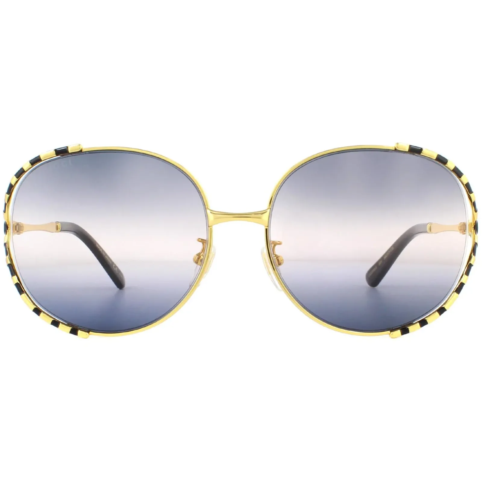 Gucci Gucci|Gucci^Sunglasses GG0595S 001 Gold and Black Double Grey Gradient