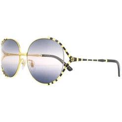 Gucci Gucci|Gucci^Sunglasses GG0595S 001 Gold and Black Double Grey Gradient