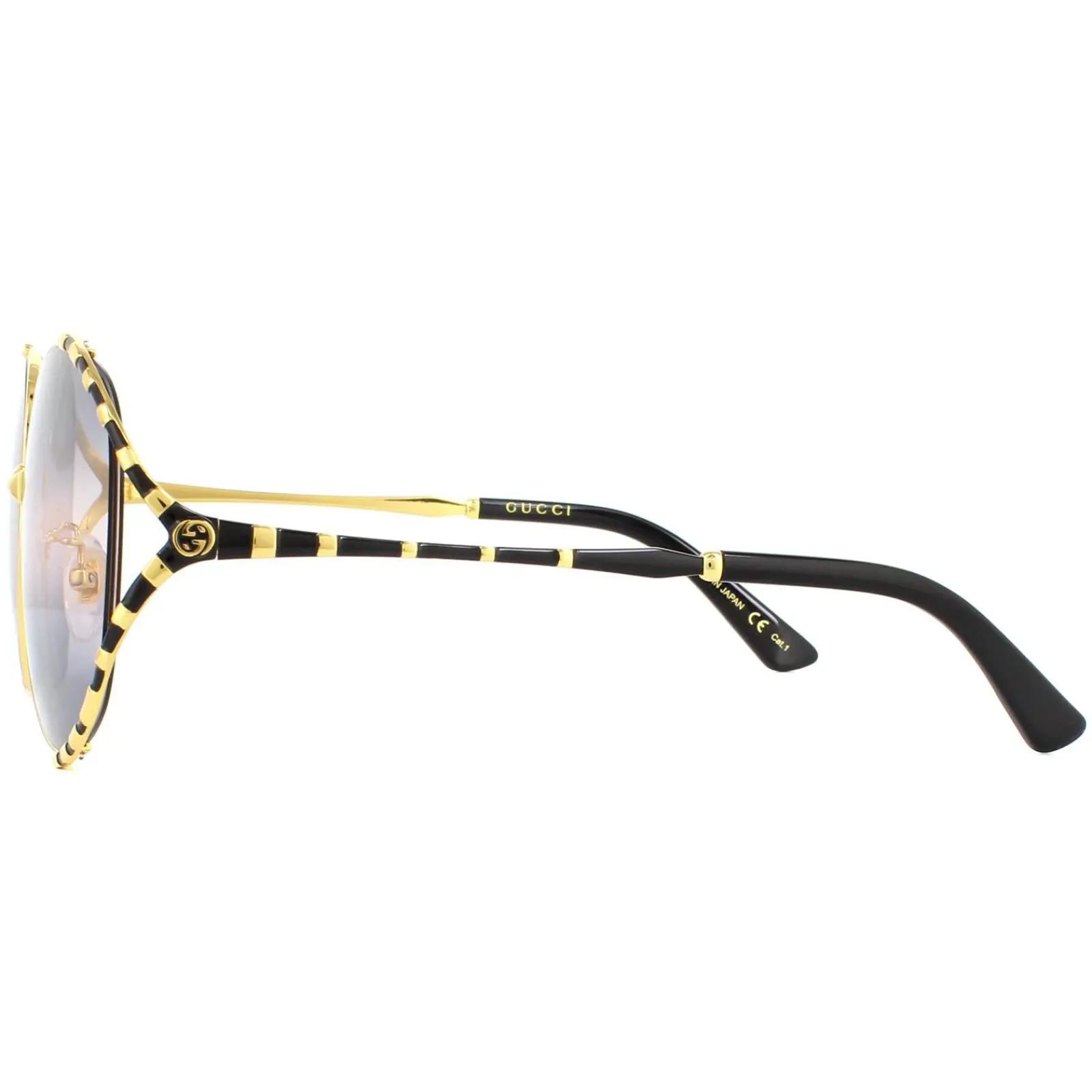 Gucci Gucci|Gucci^Sunglasses GG0595S 001 Gold and Black Double Grey Gradient