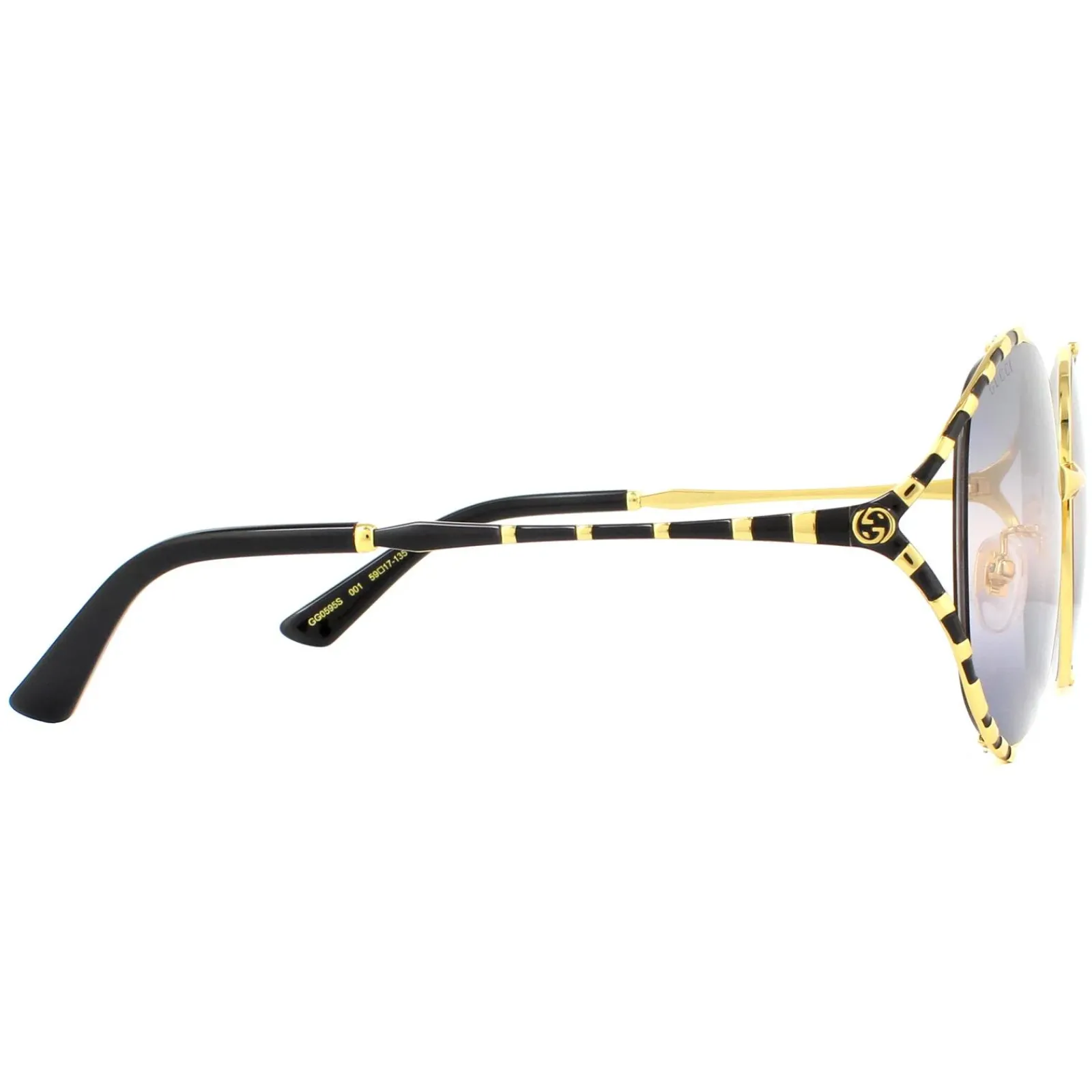 Gucci Gucci|Gucci^Sunglasses GG0595S 001 Gold and Black Double Grey Gradient