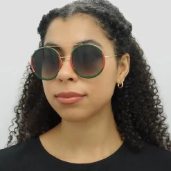 Gucci Gucci|Gucci^Sunglasses GG0061S 003 Gold Green and Red Green Gradient