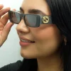 Gucci Gucci|Rectangle^Sunglasses GG0516S 002 Grey Silver