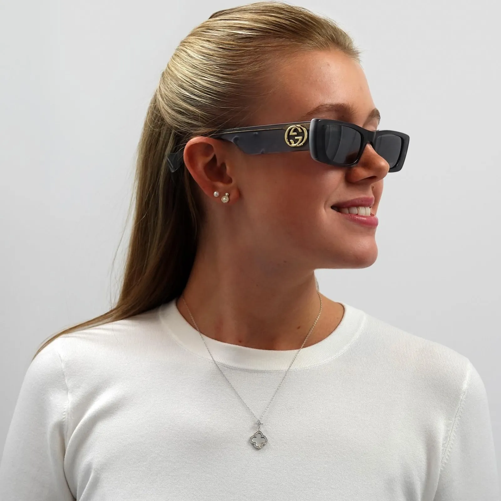 Gucci Gucci|Rectangle^Sunglasses GG0516S 002 Grey Silver