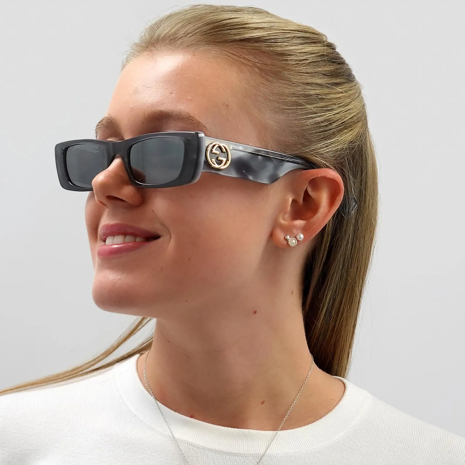 Gucci Gucci|Rectangle^Sunglasses GG0516S 002 Grey Silver