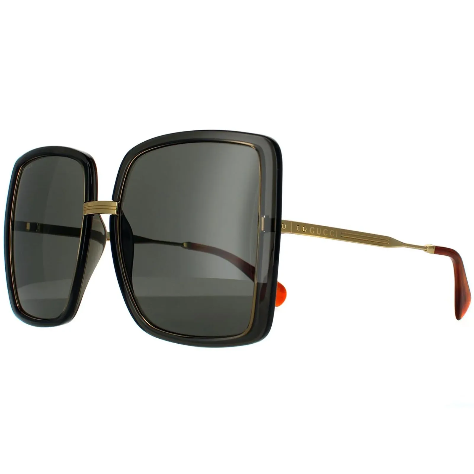 Gucci Gucci|Square^Sunglasses GG0903S 001 Grey Crystal and Gold Grey