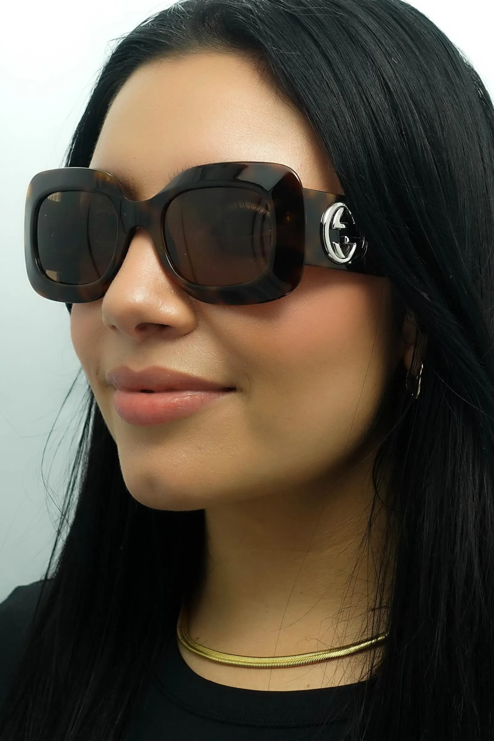 Gucci Gucci|Square^Sunglasses GG1695S 002 Havana with Silver Brown