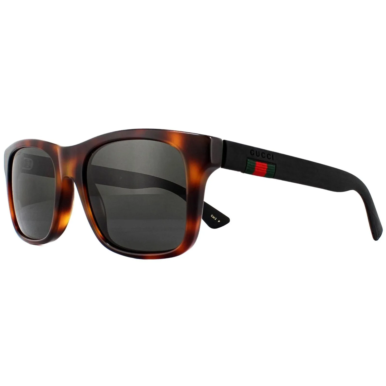 Gucci Polarised^Sunglasses GG0008S 006 Havana Black Rubber Grey Polarized