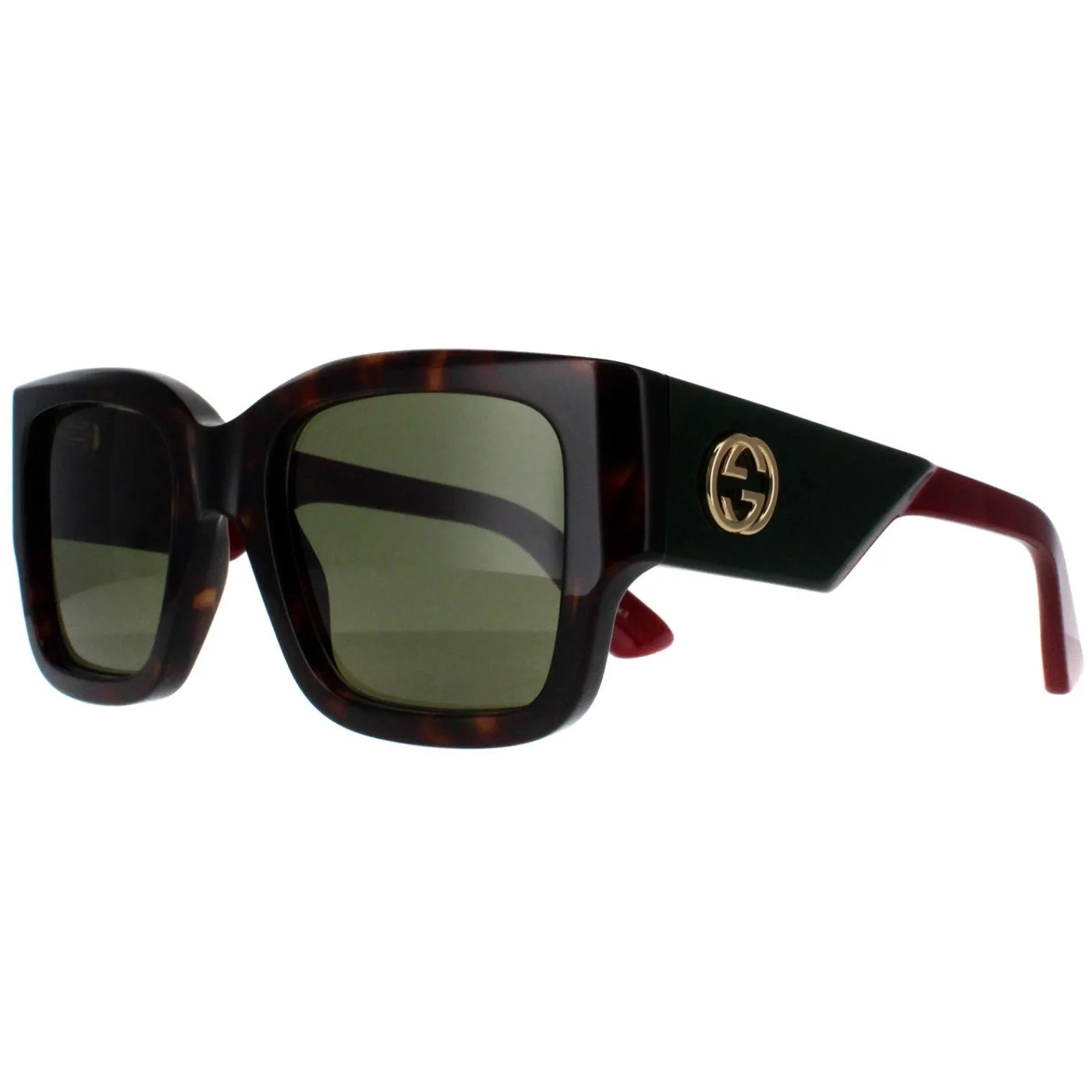Gucci Gucci|Square^Sunglasses GG1663S 002 Havana with Green and Red Green