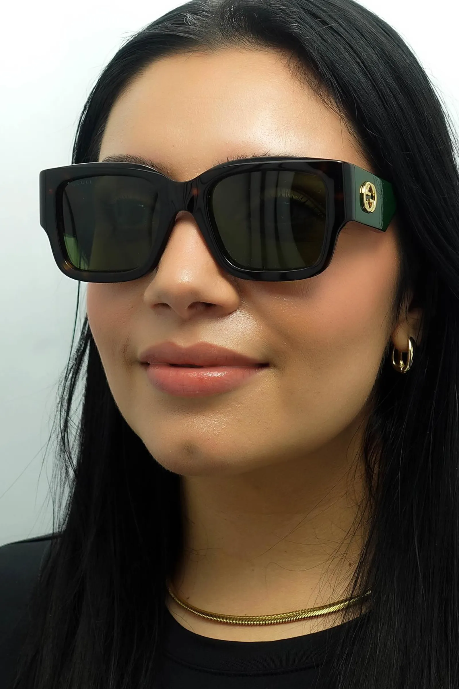 Gucci Gucci|Square^Sunglasses GG1663S 002 Havana with Green and Red Green