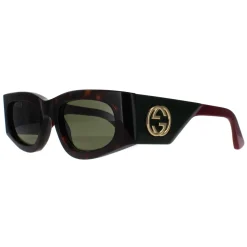 Gucci Gucci|Rectangle^Sunglasses GG1664S 002 Havana with Green and Red Green