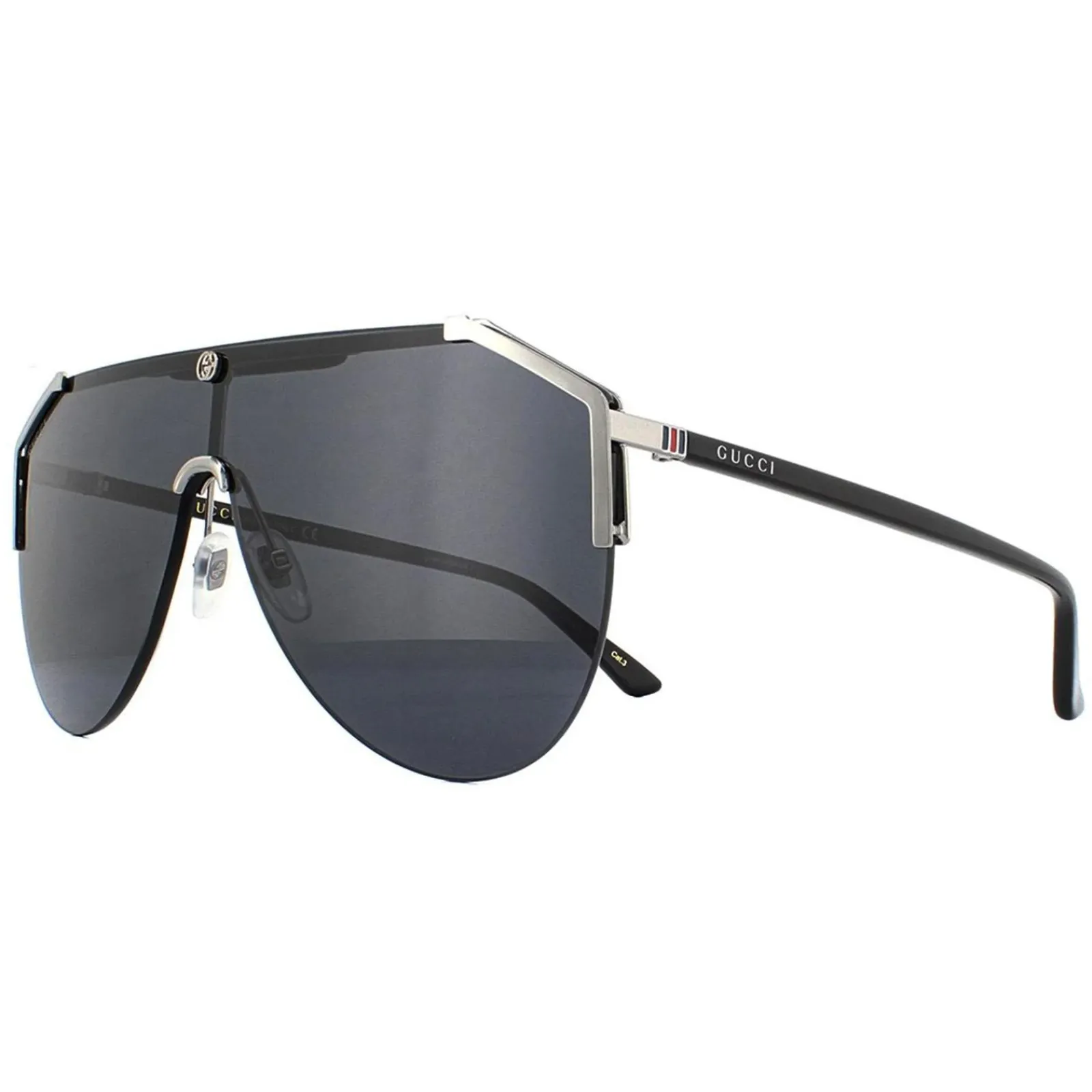 Gucci Gucci|Shield^Sunglasses GG0584S 001 Ruthenium and Black Grey