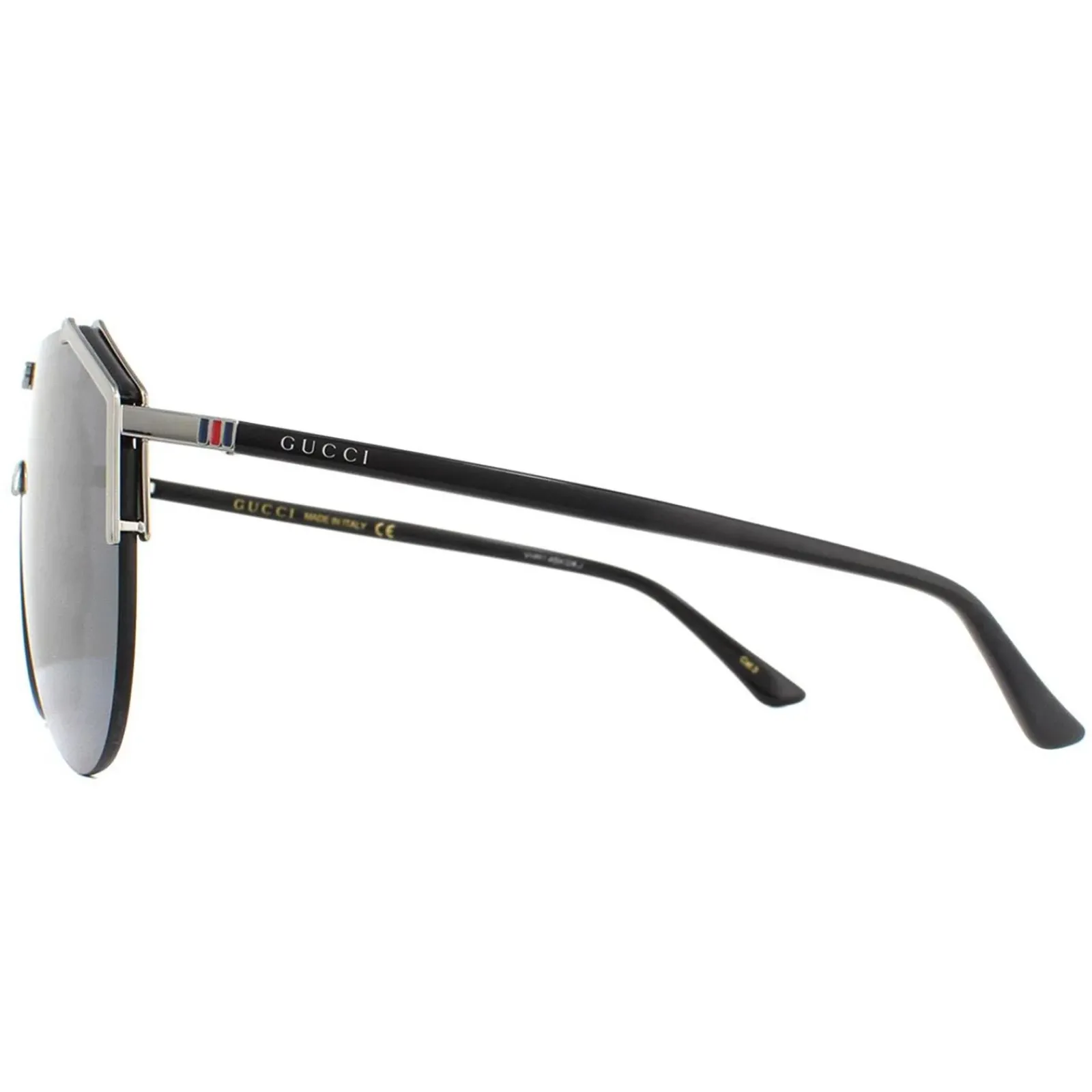 Gucci Gucci|Shield^Sunglasses GG0584S 001 Ruthenium and Black Grey