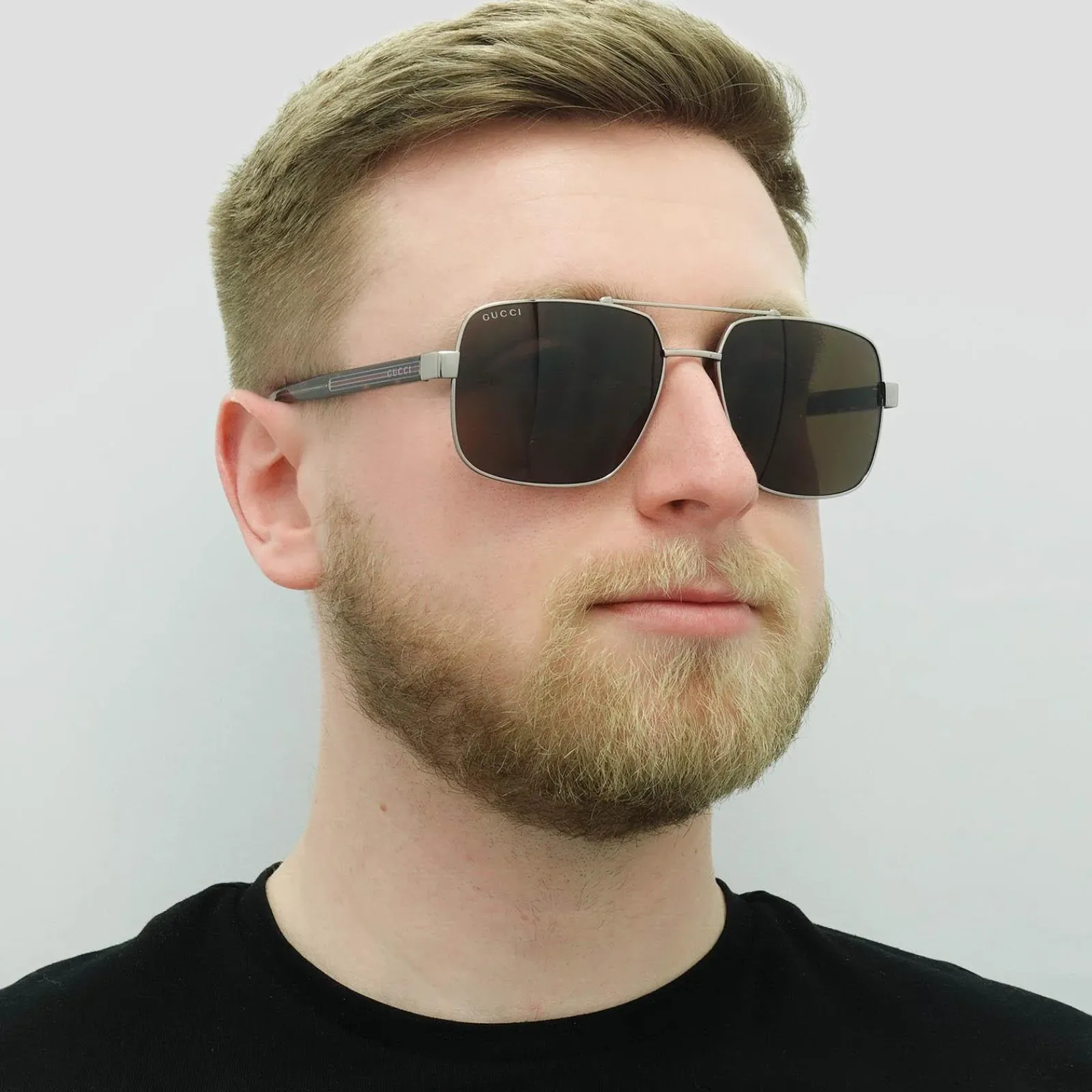 Gucci Gucci|Square^Sunglasses GG0529S 002 Ruthenium Havana Brown