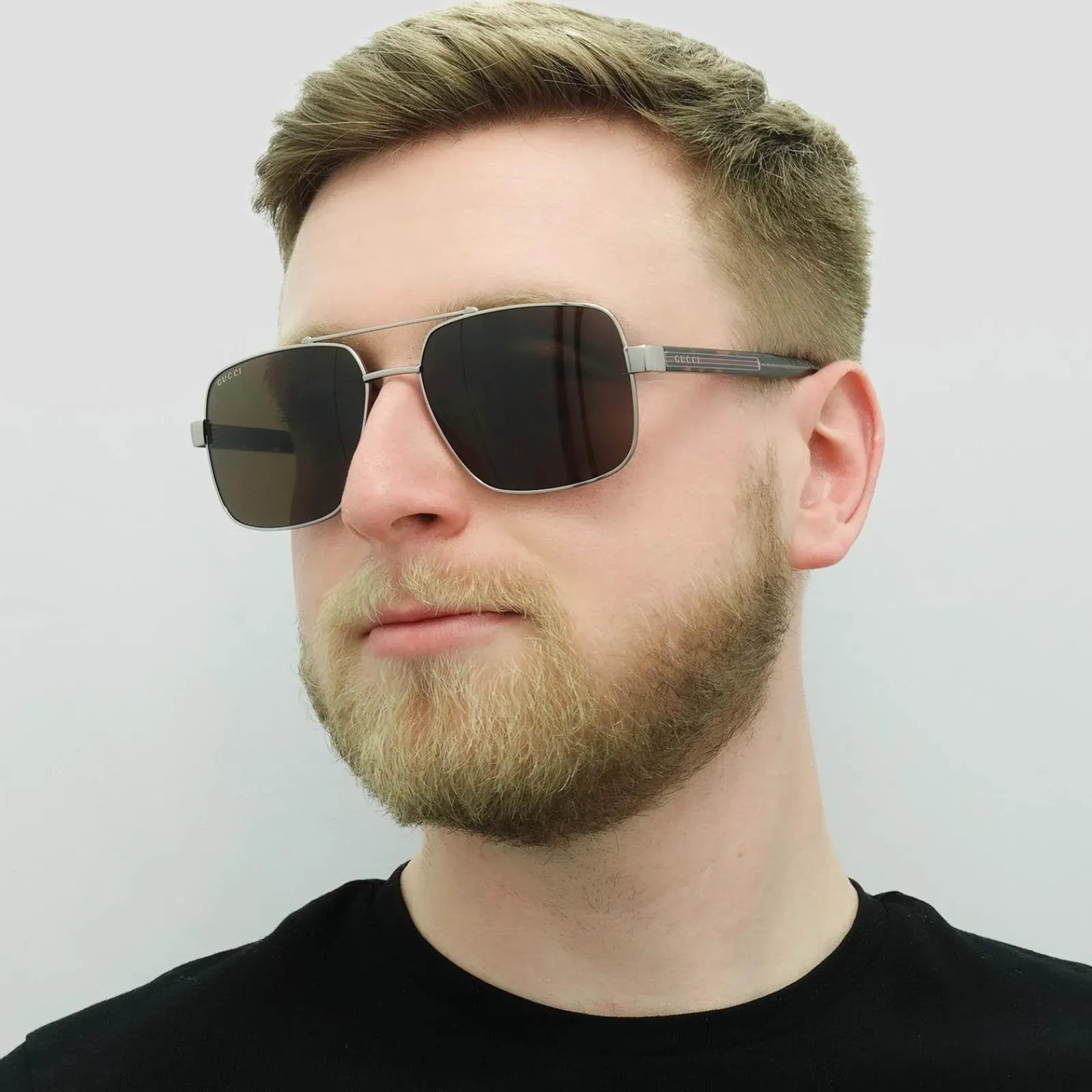 Gucci Gucci|Square^Sunglasses GG0529S 002 Ruthenium Havana Brown