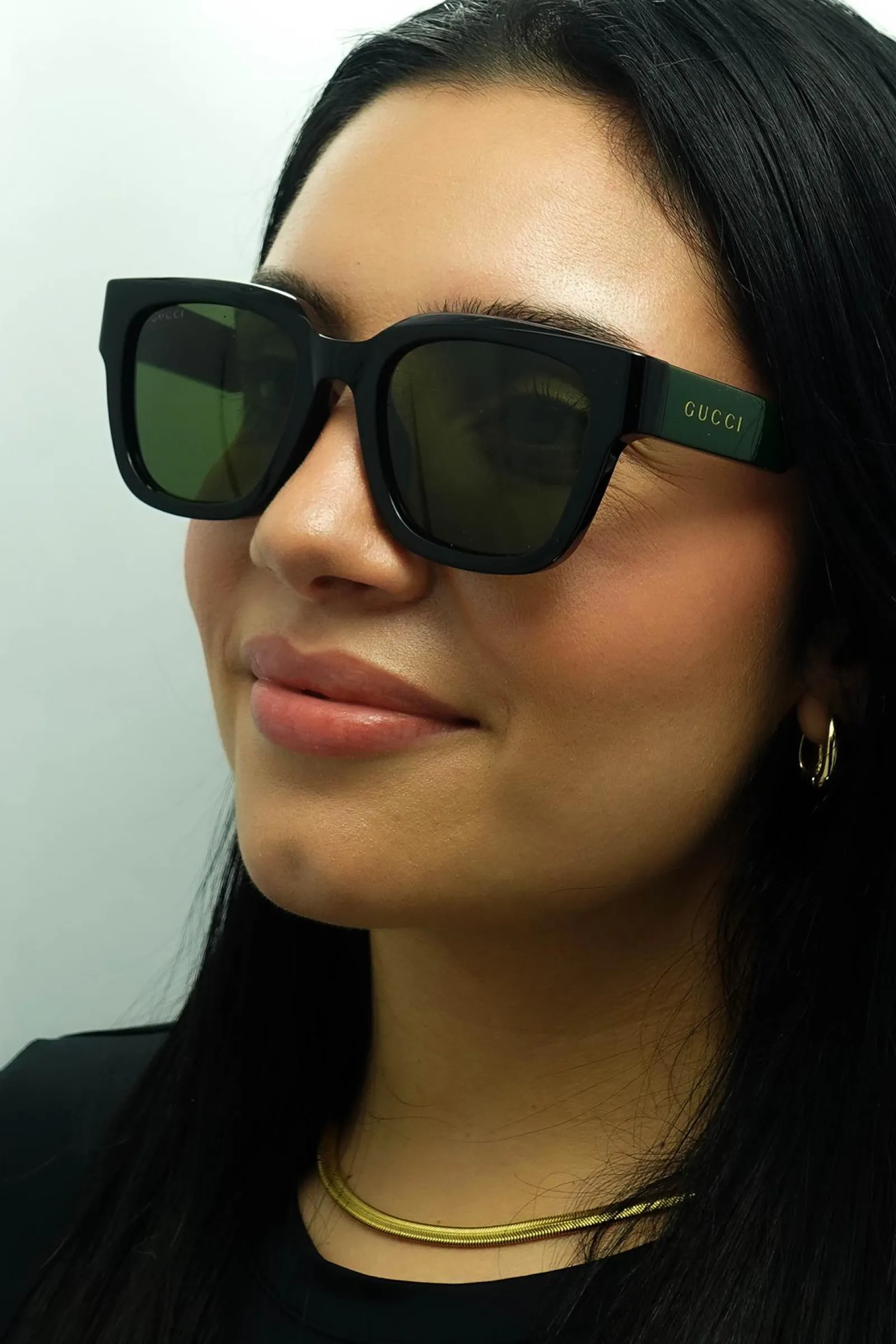 Gucci Gucci|Square^Sunglasses GG1670SK 005 Black with Green and Red Green