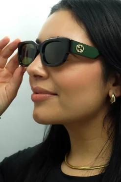 Gucci Gucci|Square^Sunglasses GG1667SK 002 Havana with Green and Red Green