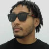 Gucci Gucci|Rectangle^Sunglasses GG0001SN 002 Black and Green With Red Stripe Green