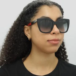 Gucci Gucci|Cat-Eye^Sunglasses GG0163SN 003 Black with Red and Green Brown Gradient