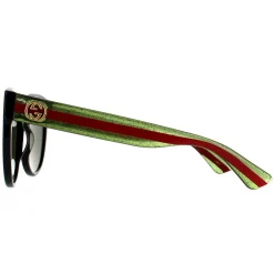 Gucci Gucci|Cat-Eye^Sunglasses GG0035SN 002 Black With Green and Red Glitter Green