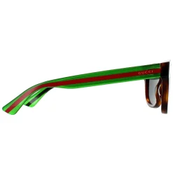 Gucci Gucci|Rectangle^Sunglasses GG0003SN 003 Havana Green Grey Grey