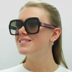 Gucci Gucci|Square^Sunglasses GG0036SN 004 Havana Glitter Blue and Red Brown Gradie