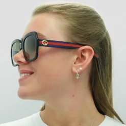 Gucci Gucci|Square^Sunglasses GG0036SN 004 Havana Glitter Blue and Red Brown Gradie