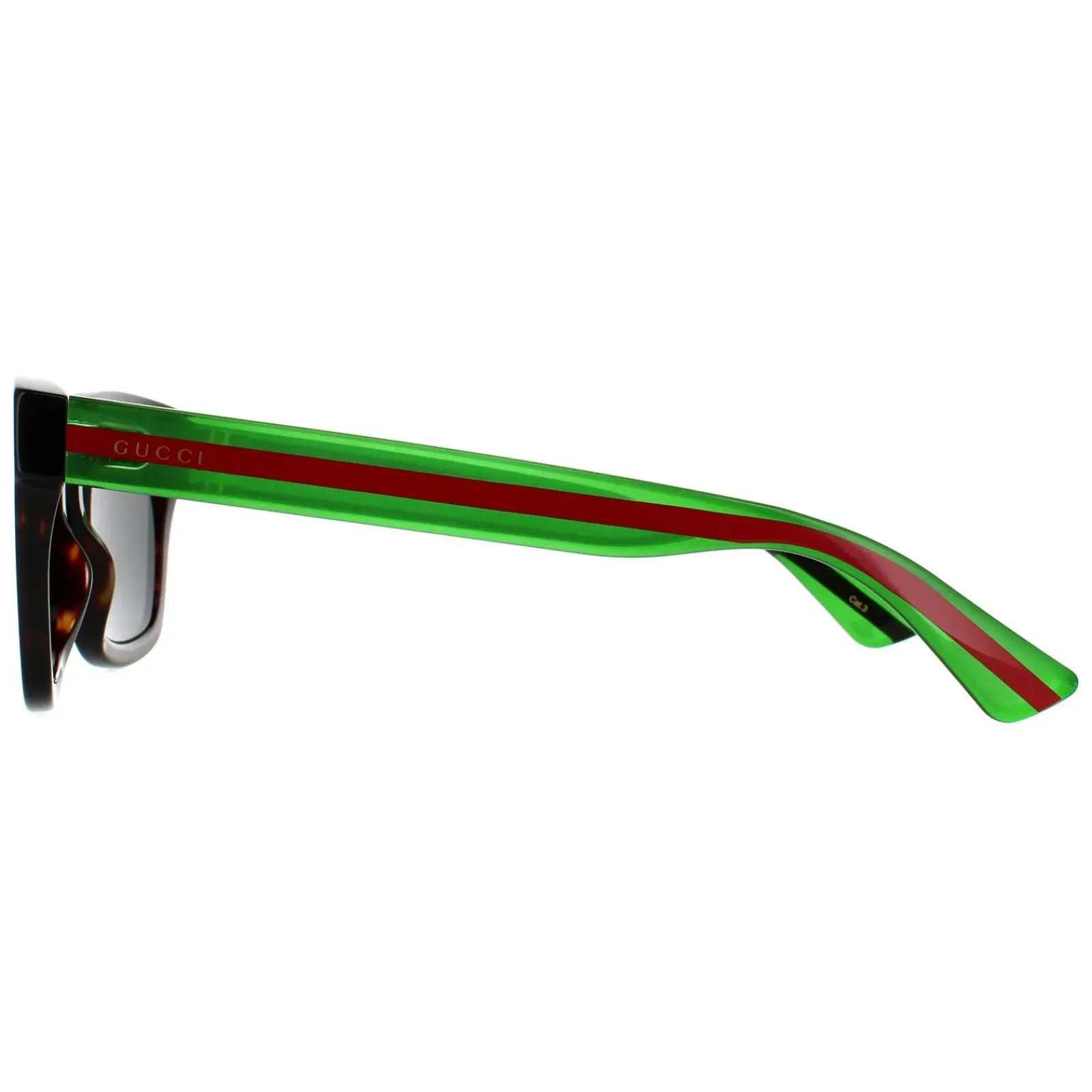 Gucci Gucci|Rectangle^Sunglasses GG0001SN 003 Havana Green Grey Grey