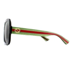 Gucci Gucci|Square^Sunglasses GG0036SN Black Green Glitter and Red Green