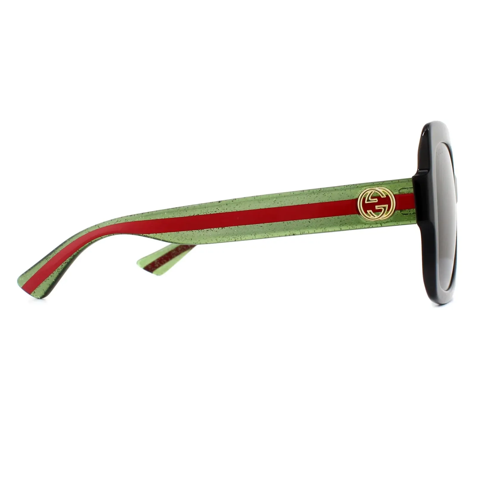 Gucci Gucci|Square^Sunglasses GG0036SN Black Green Glitter and Red Green