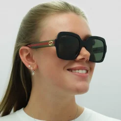 Gucci Gucci|Square^Sunglasses GG0036SN Black Green Glitter and Red Green