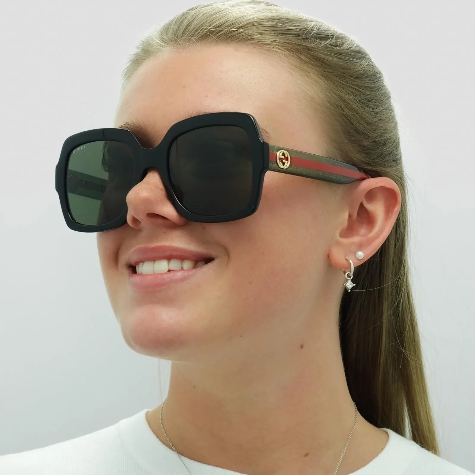 Gucci Gucci|Square^Sunglasses GG0036SN Black Green Glitter and Red Green