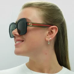 Gucci Gucci|Square^Sunglasses GG0036SN Black Green Glitter and Red Green