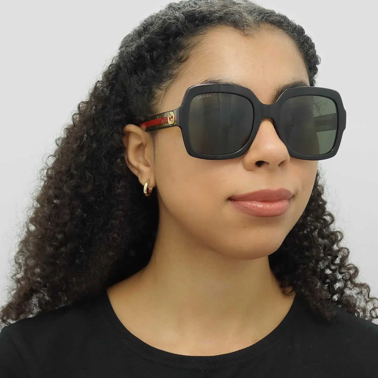 Gucci Gucci|Square^Sunglasses GG0036SN Black Green Glitter and Red Green