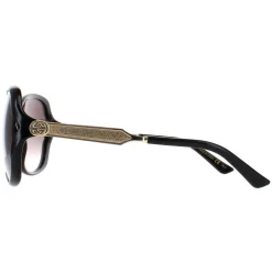 Gucci Gucci|Butterfly^Sunglasses 0076S 002 Black Gold Grey Gradient