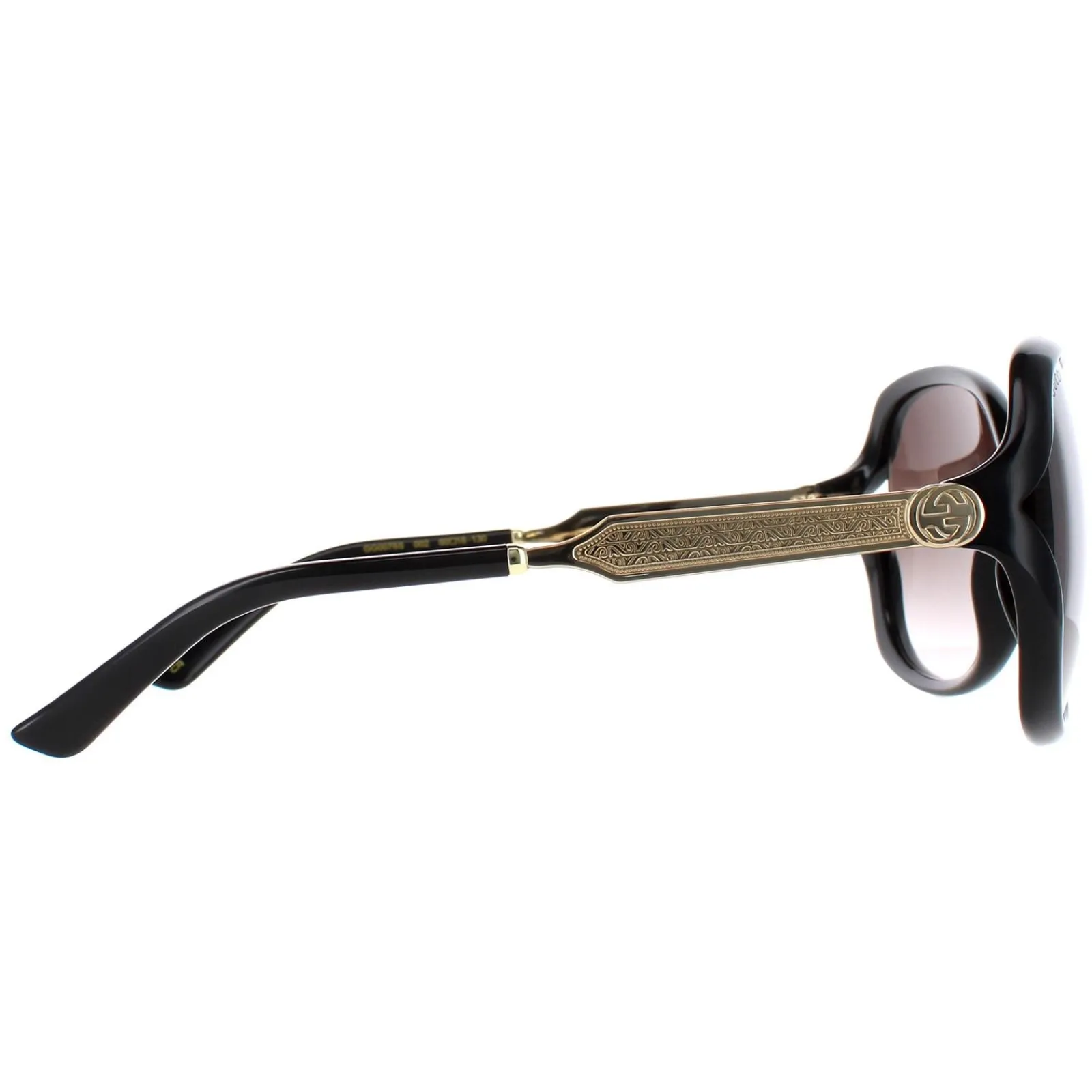 Gucci Gucci|Butterfly^Sunglasses 0076S 002 Black Gold Grey Gradient