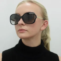 Gucci Gucci|Butterfly^Sunglasses 0076S 002 Black Gold Grey Gradient