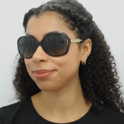 Gucci Gucci|Butterfly^Sunglasses 0076S 002 Black Gold Grey Gradient