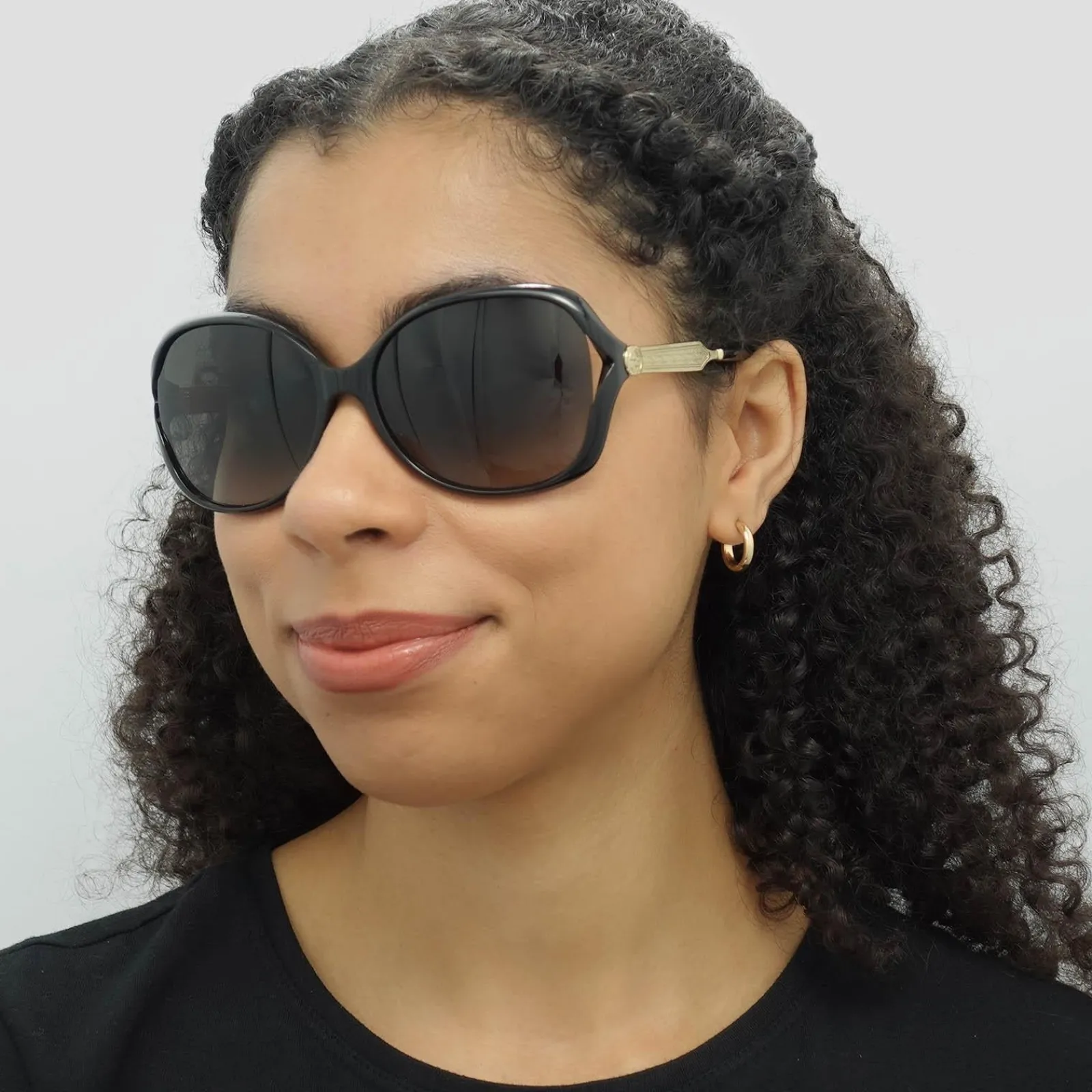 Gucci Gucci|Butterfly^Sunglasses 0076S 002 Black Gold Grey Gradient