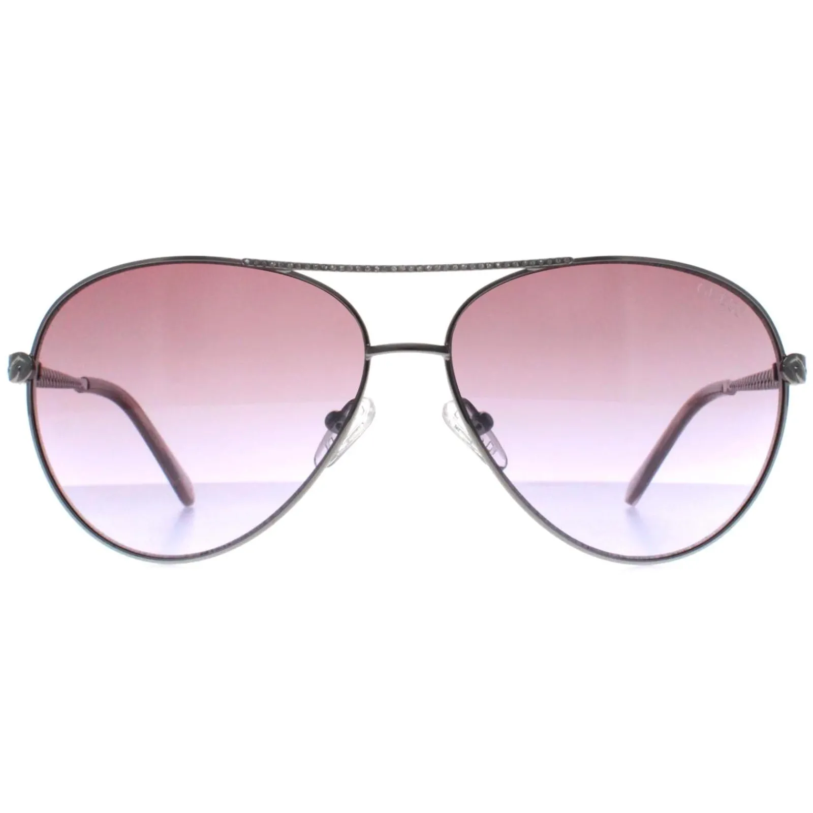Guess Guess|Aviator^Sunglasses GU7470-S 10Z Shiny Silver With Crystal Stones Violet