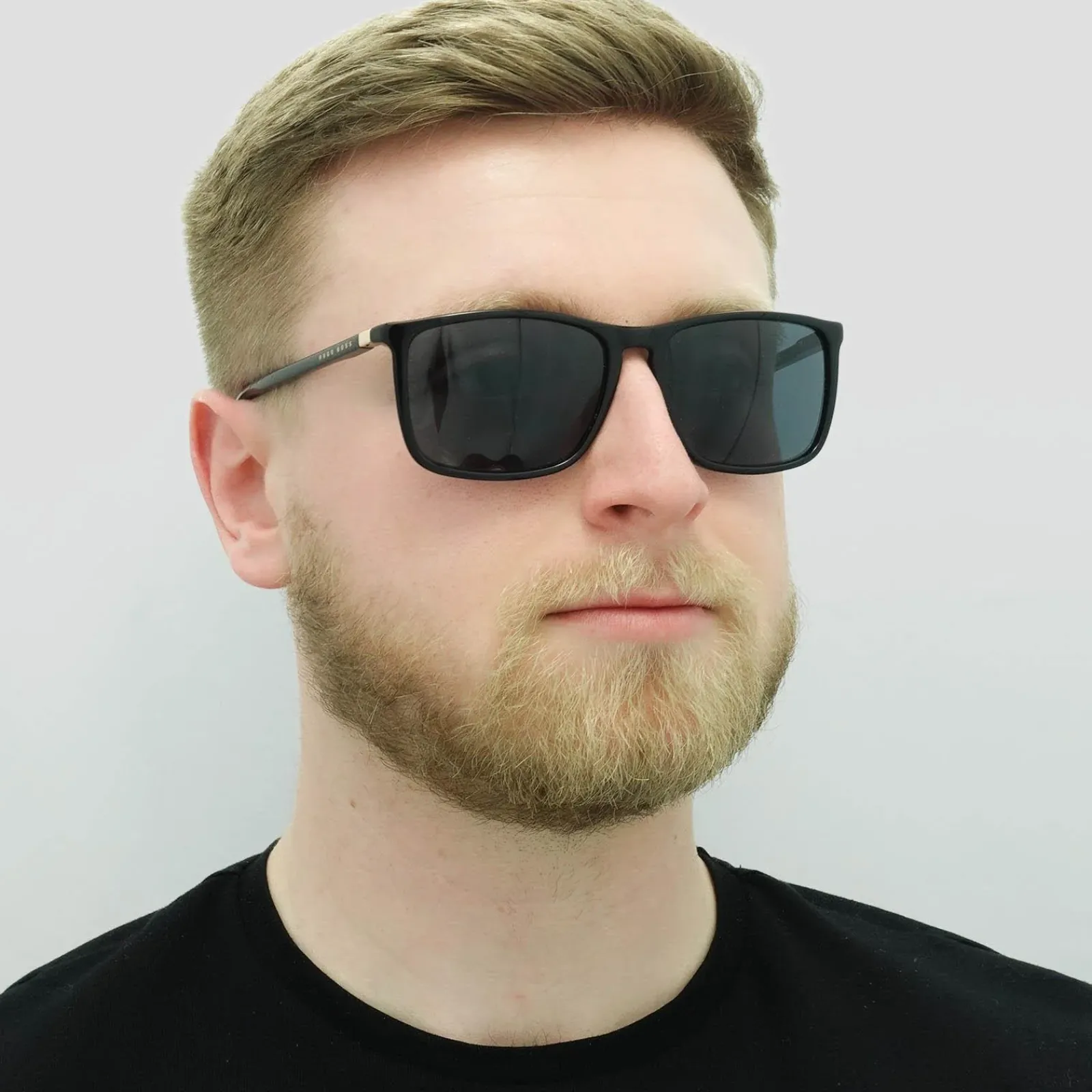 Hugo Boss Square|Hugo Boss^Sunglasses BOSS 0665/S/IT 2M2 IR Black Gold Grey