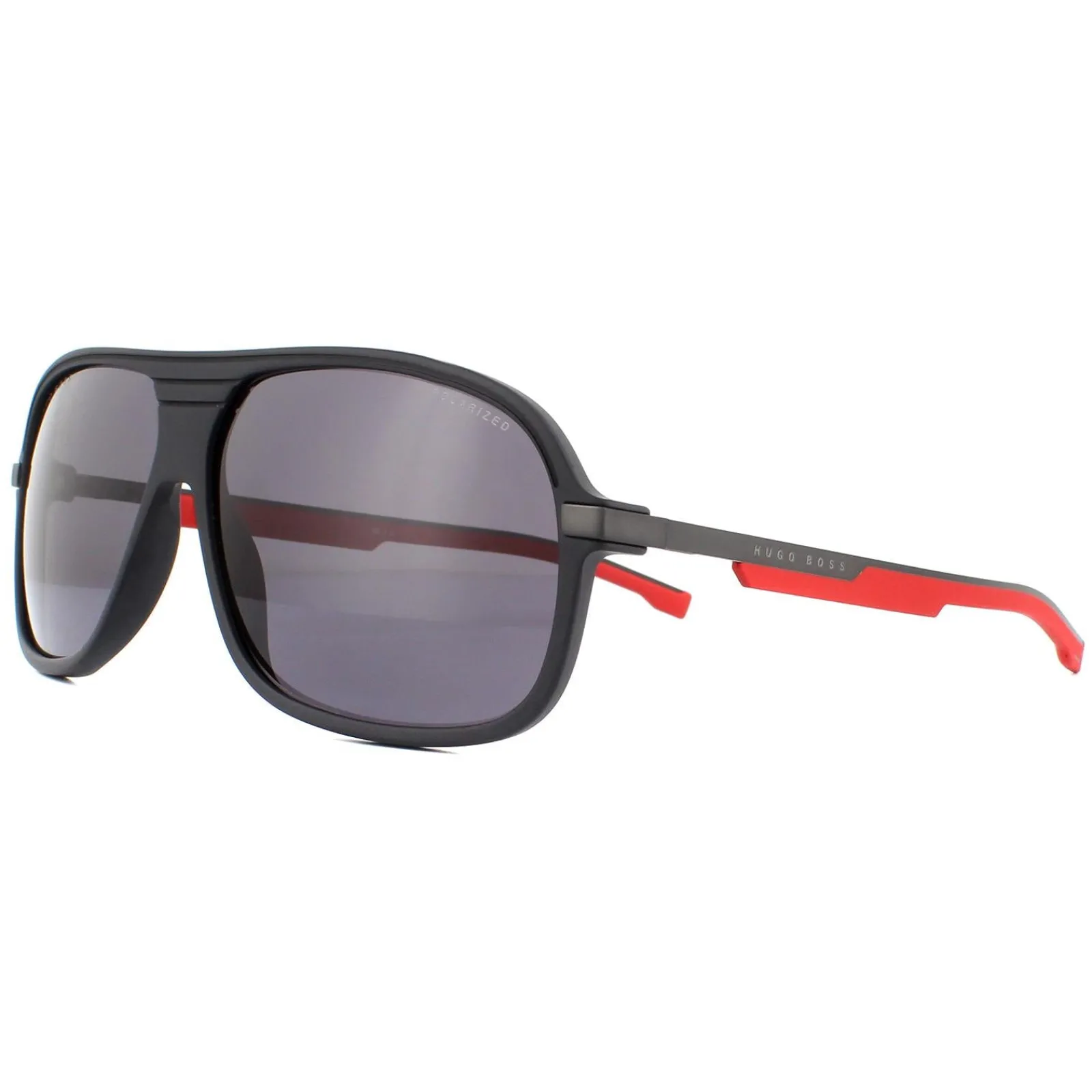 Hugo Boss Polarised^Sunglasses BOSS 1200/S BLX/M9 Matte Black Red Grey Polarized