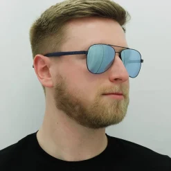 Hugo Boss Aviator|Hugo Boss^Sunglasses BOSS 1077/S FLL 3J Matte Blue Blue Mirror