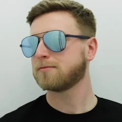 Hugo Boss Aviator|Hugo Boss^Sunglasses BOSS 1077/S FLL 3J Matte Blue Blue Mirror