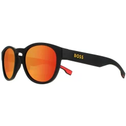 Hugo Boss Round|Hugo Boss^Sunglasses BOSS 1452/S PGC UZ Matte Black Yellow Red Mirror