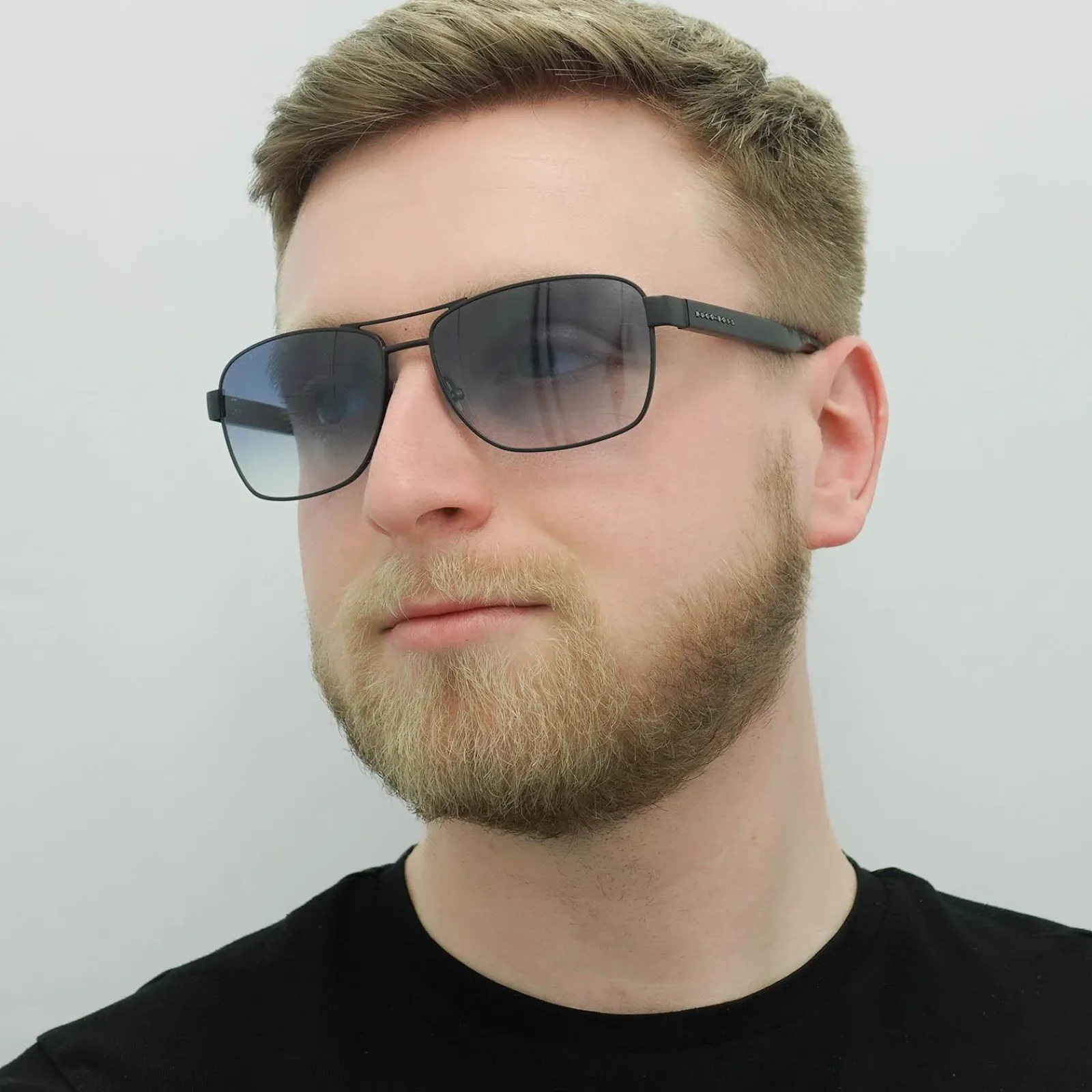 Hugo Boss Rectangle|Hugo Boss^Sunglasses BOSS 1240/S 003/08 Matte Black Blue Gradient