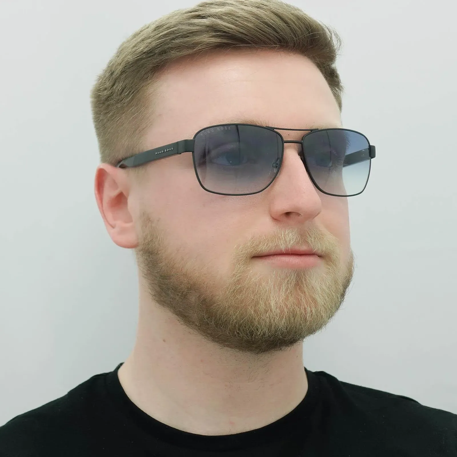 Hugo Boss Rectangle|Hugo Boss^Sunglasses BOSS 1240/S 003/08 Matte Black Blue Gradient