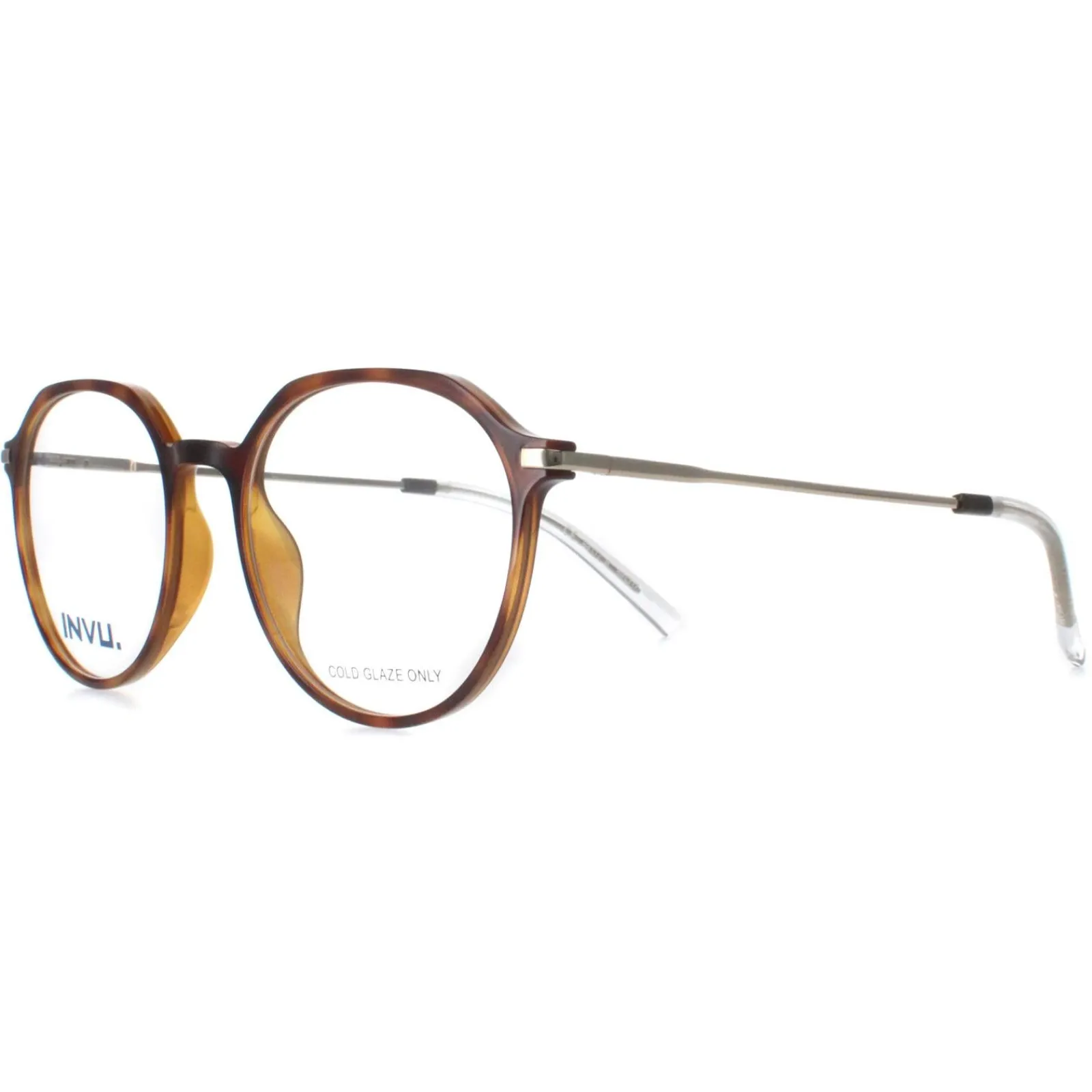 INVU Round|Round^Glasses Frames B4117 B Honey Tortoise Demi Gold Men Women